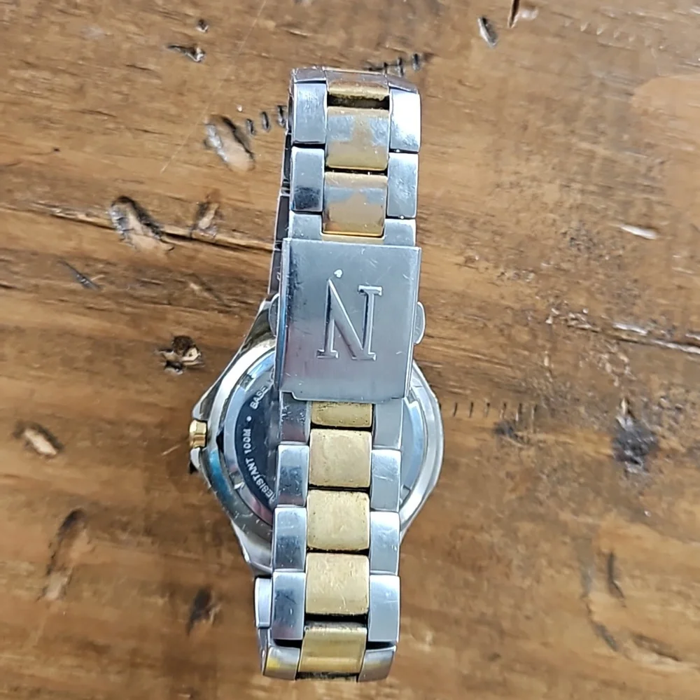 Vintage Nautica silver & gold watch men's